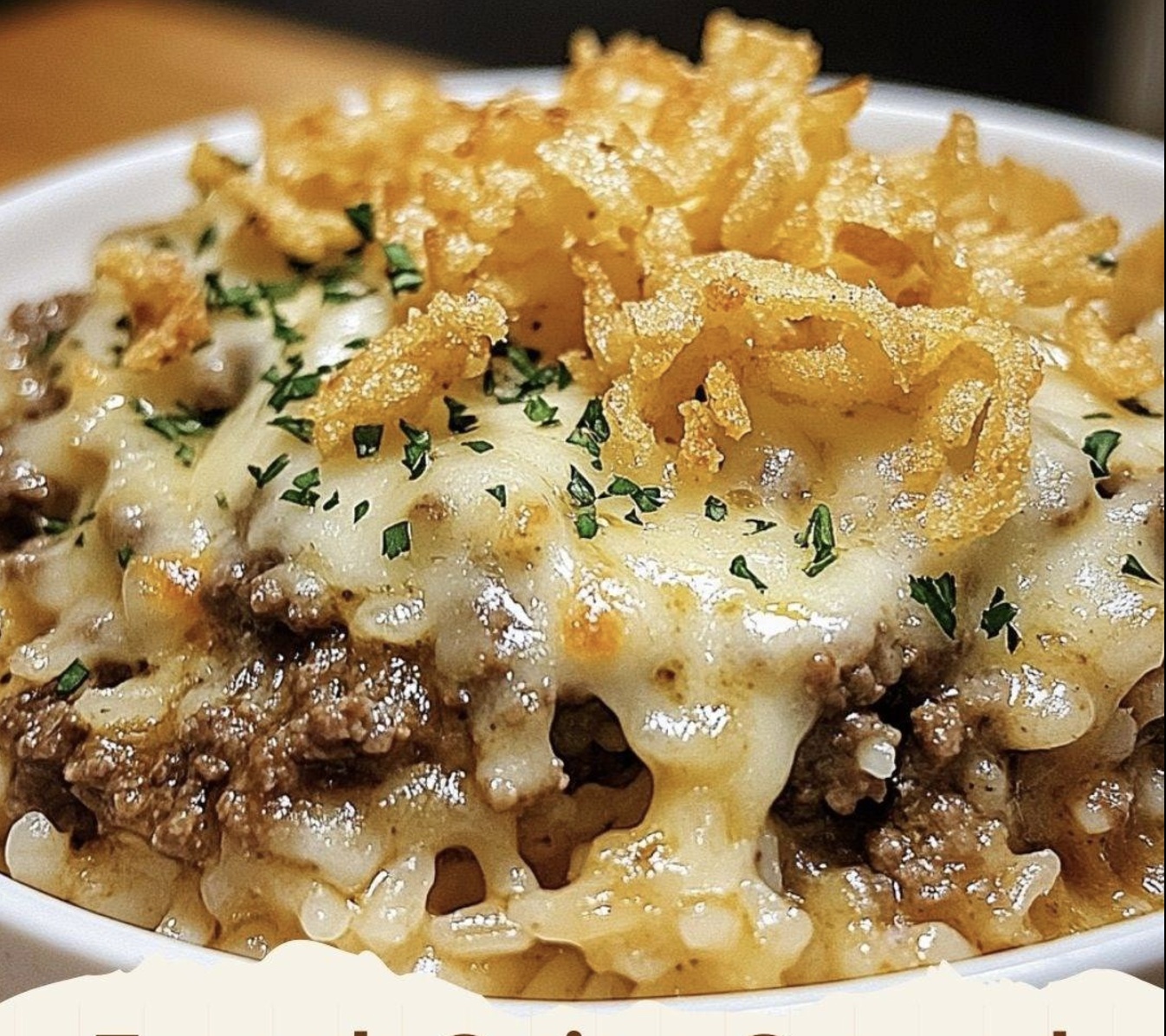 French Onion Ground Beef And Rice Casserole